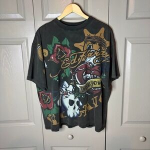 Ed Hardy x Chief Keef Glo Gang Unknown Shirt Mens XL Black Graphic Tee Rare